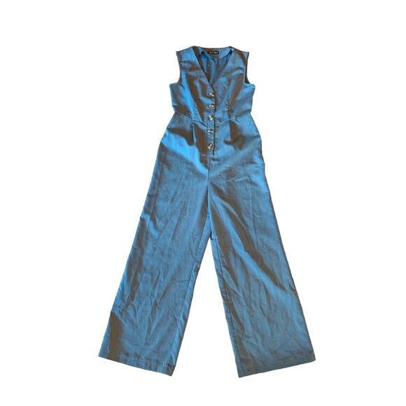 SHEIN Pants - 🛍️SHEIN GRAY BUTTON UP SLEEVELESS JUMPSUIT SIZE SMALL
